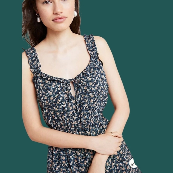 Cupcakes & Cashmere Azura Floral Ruffle Mini Dress Black & Peach Xsmall - Picture 16 of 16